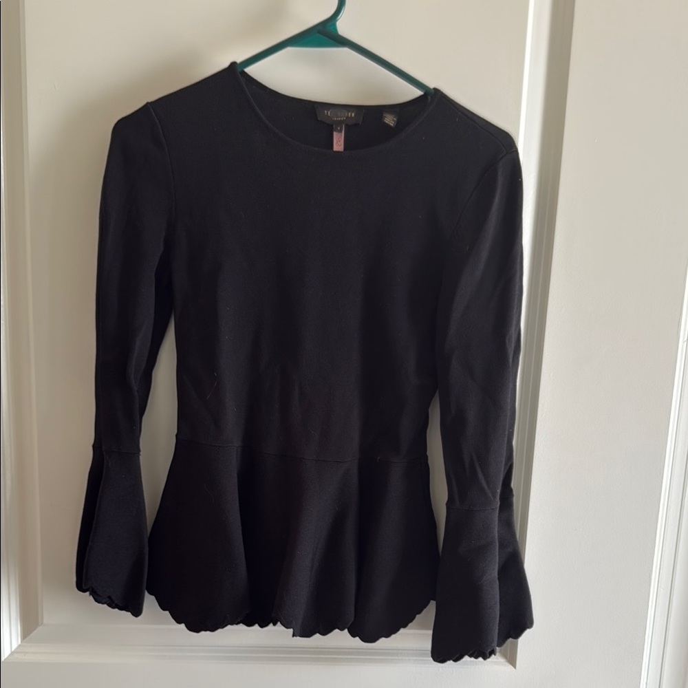 Ted Baker Black Fitted Peplum Blouse
